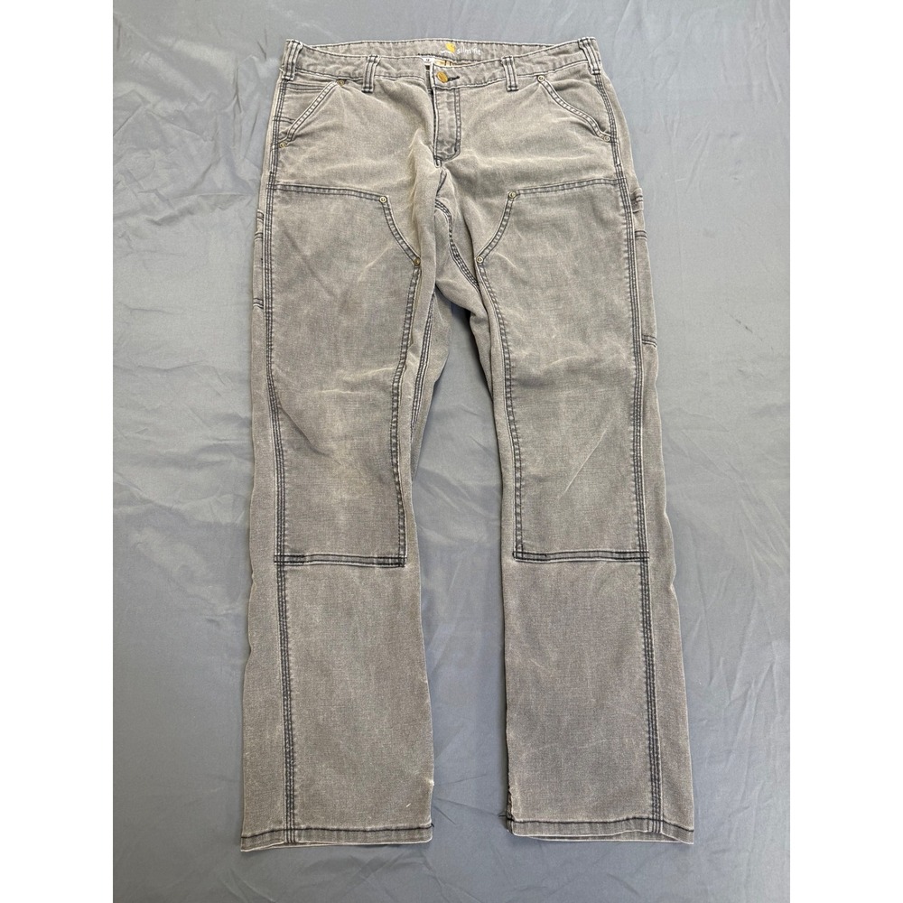 Carhartt Womens Slim Fit Double Front Utility Work Pants Gray 12 Regular 100723
